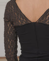 BASERANGE France organic cotton 25 early spring lace stitching long-sleeved T-shirt BAS-TONLS-LA-SU25-BLACK